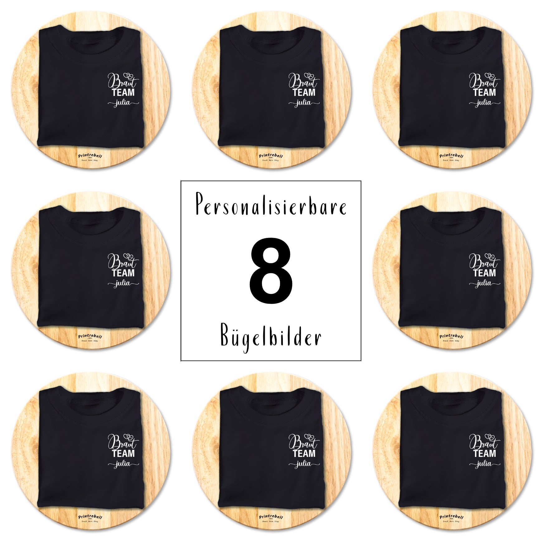 Bügelbilder JGA-Team_Braut-8er-Set