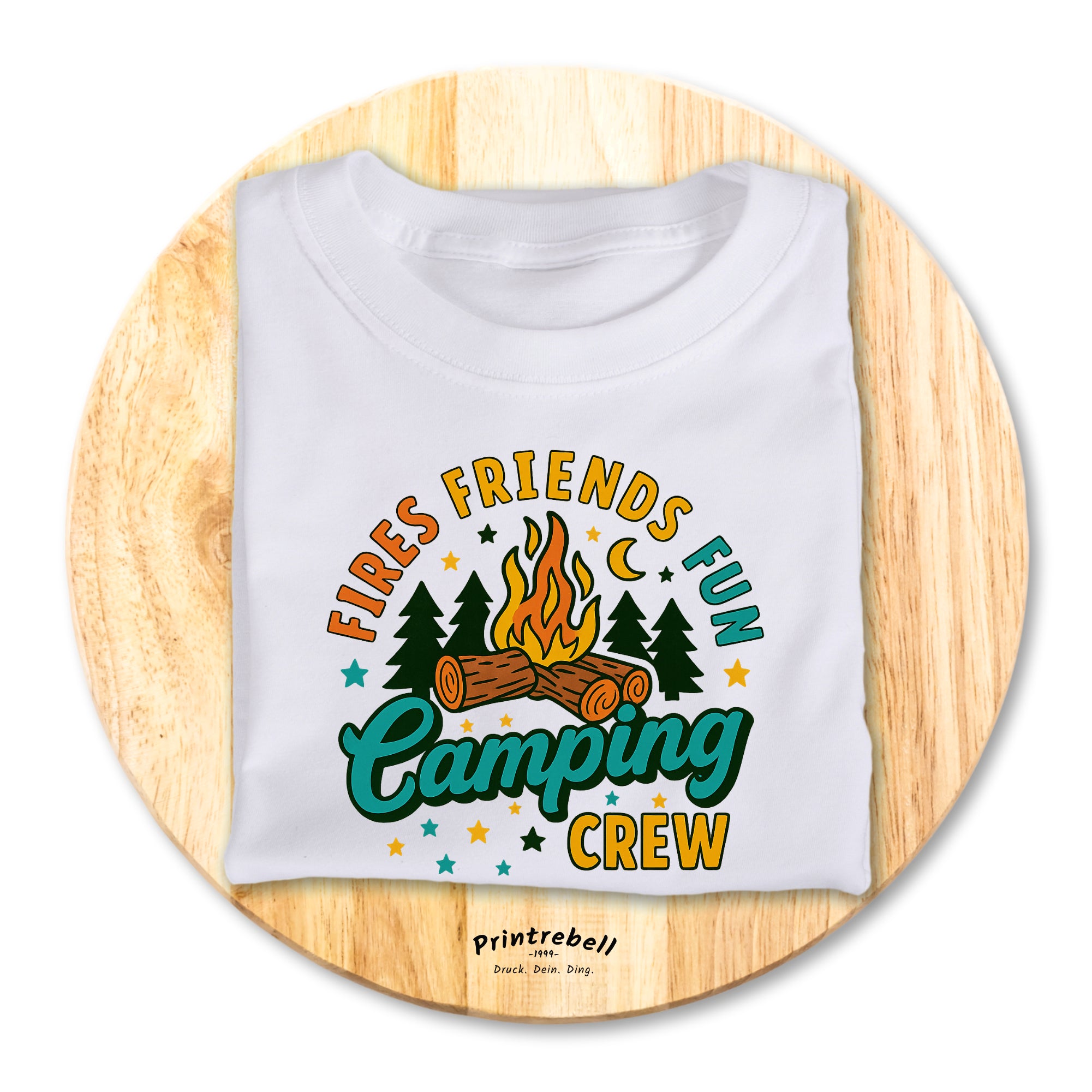 Bügelbild: Camping Crew Fires Friends Fun