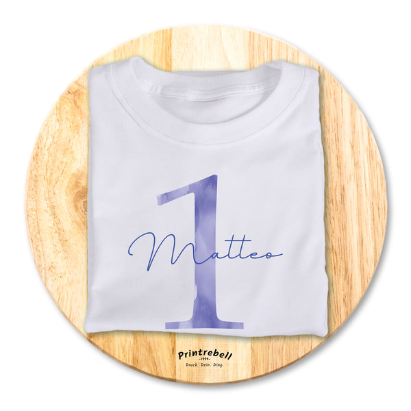 Bügelbild white-t-shirt-Kinder_Geburtstag_1_blau personalisierbar