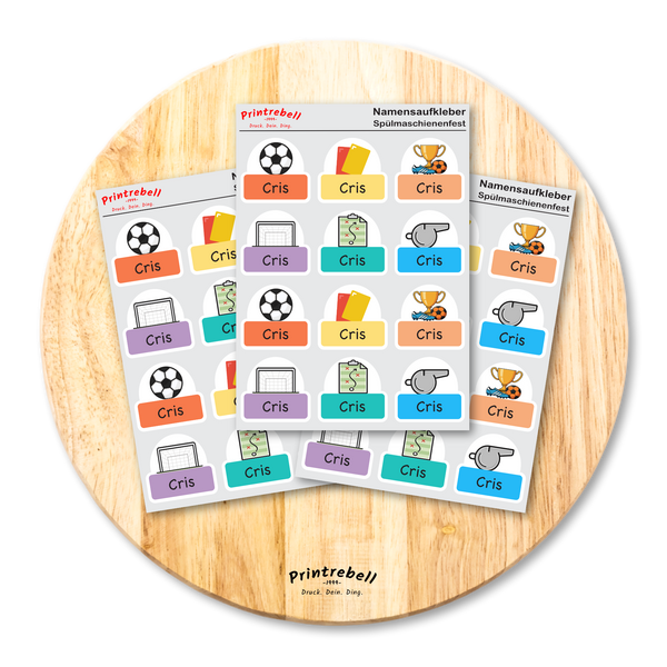 Namensaufkleber für Kinder Fußball