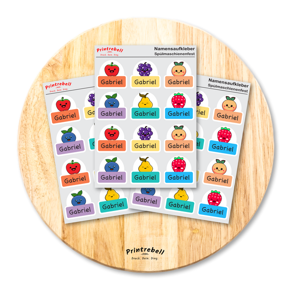 Namensaufkleber für Kinder Süße Früchte 2