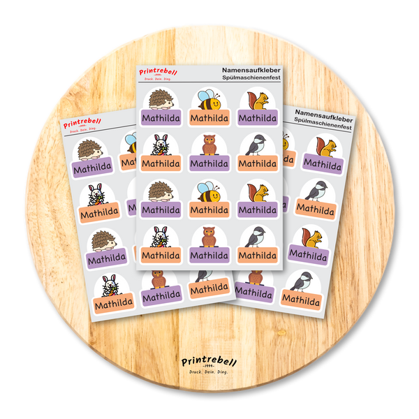 individuelle-namensaufkleber-kinder-Waldtiere