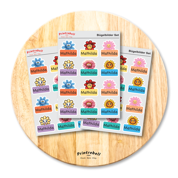 Bügeletikett Blumen Bügelbilder mit Namen