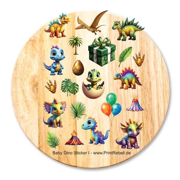Baby Dinosaurier als Bügel-Stickerbogen