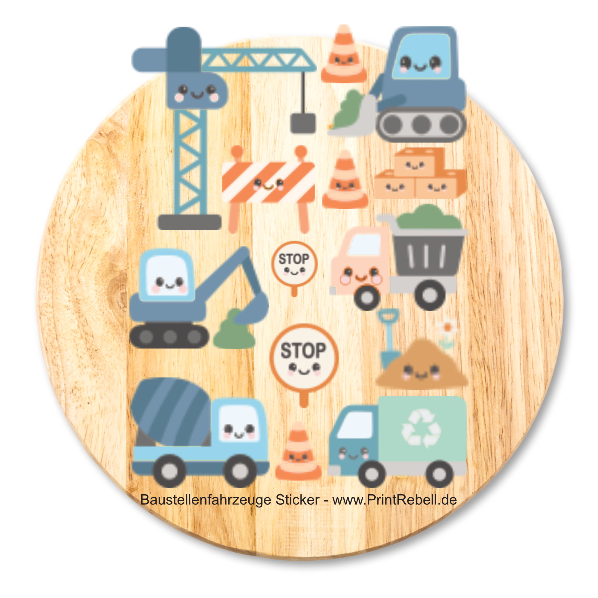Baustellenfahrzeuge als Bügel-Sticker Set