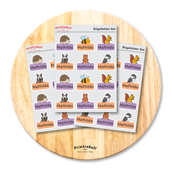 Namensetiketten zum Kennzeichnen von Textilien - Waldtiere