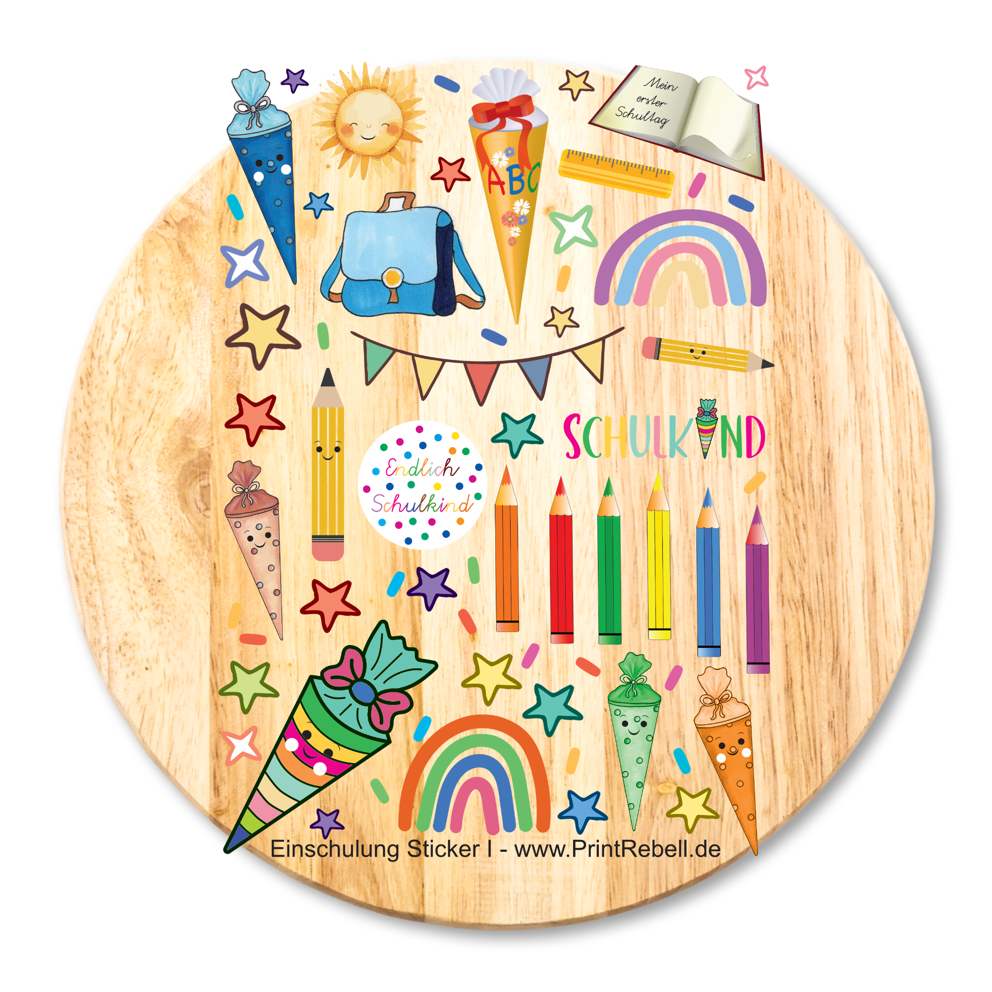 Aufkleber auf Stickerbogen - Einschulung
