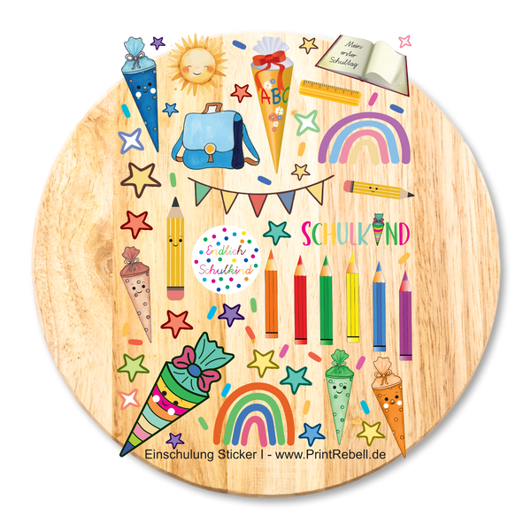 Aufkleber auf Stickerbogen - Einschulung