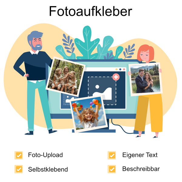 Personalisierte Fotosticker in verschiedenen Formen