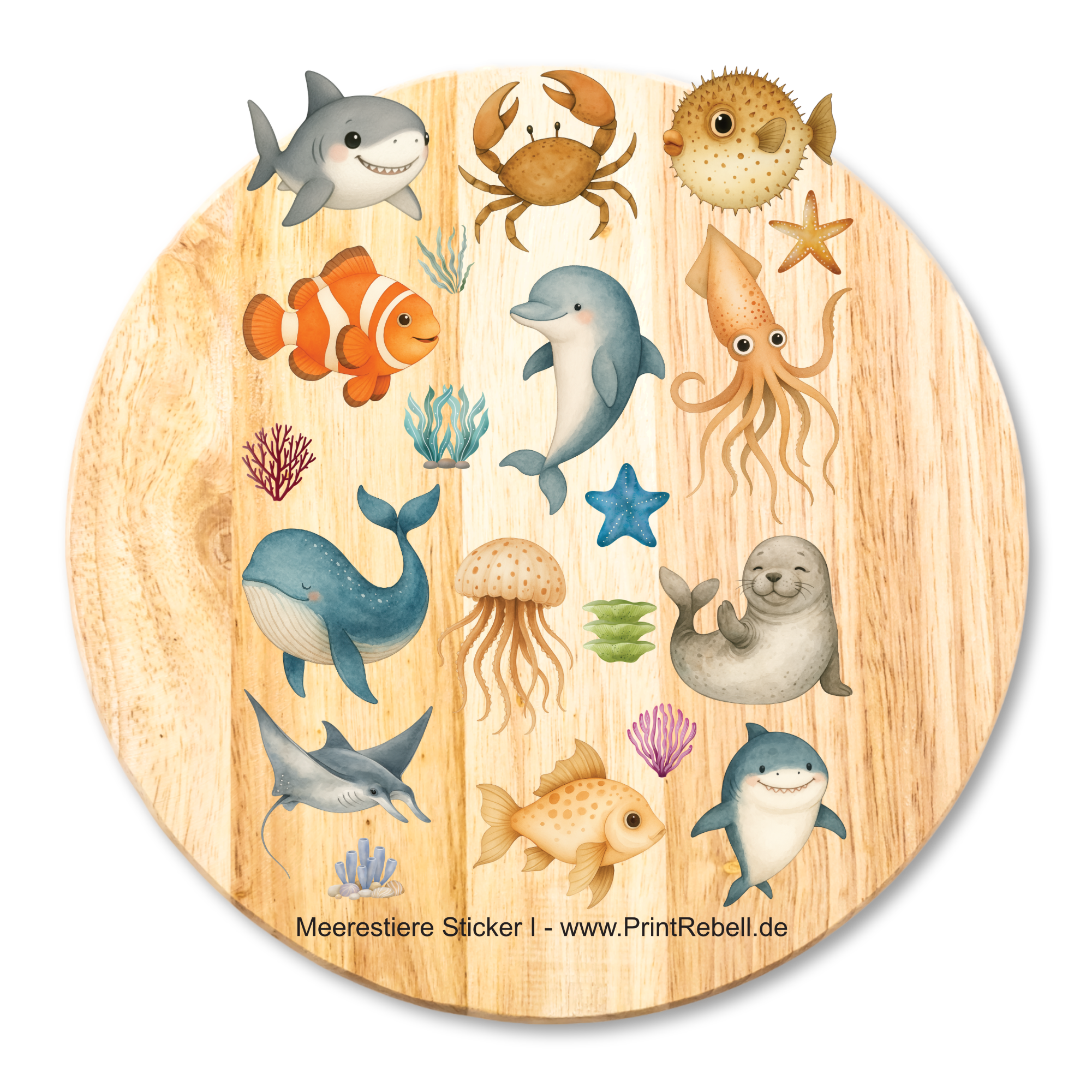 Aufkleber Stickerbogen Meerestiere I