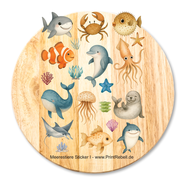Aufkleber Stickerbogen Meerestiere I