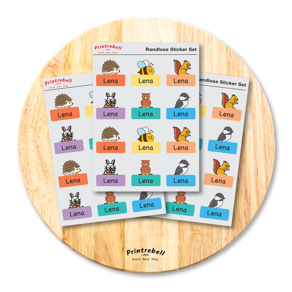 Randlose Namensaufkleber Rub ons