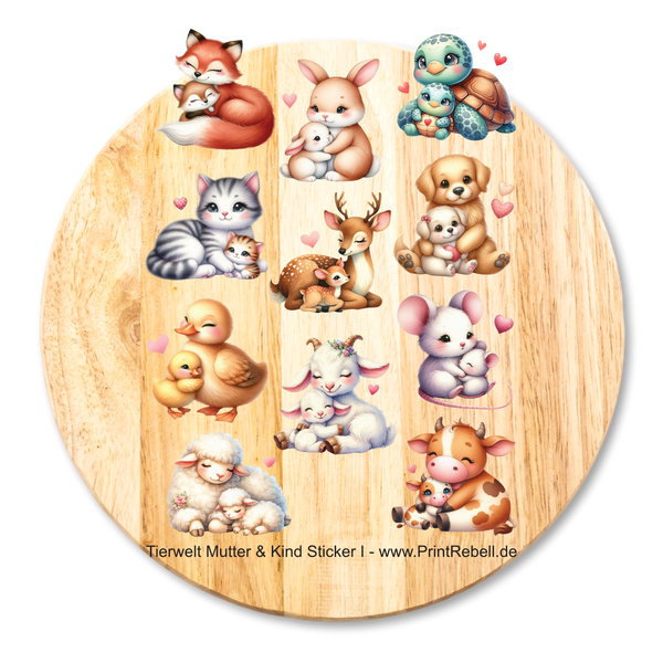 Aufkleber randlos Tierwelt Mutter & Kind
