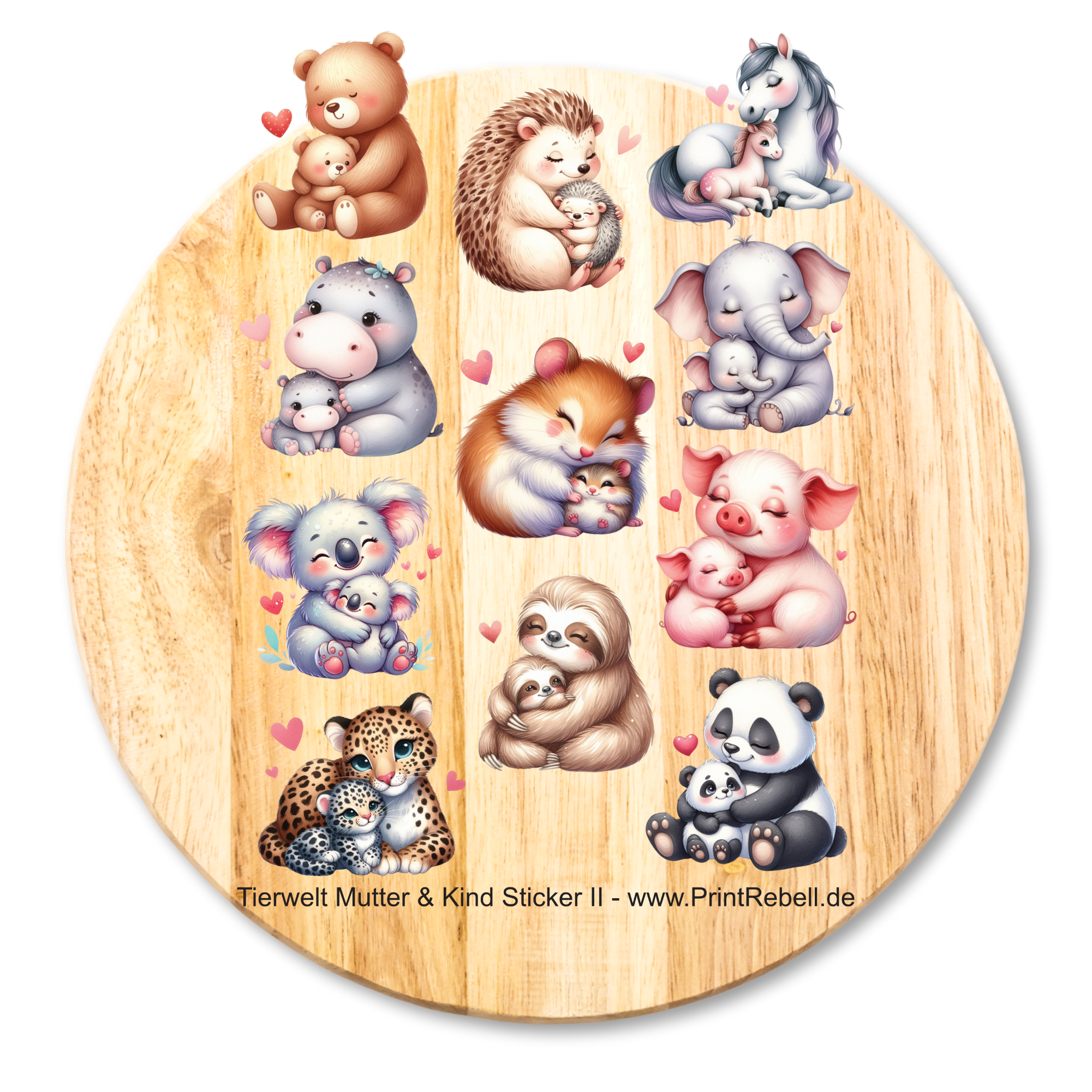 Aufkleber Stickerbogen Tierwelt Mutter & Kind II