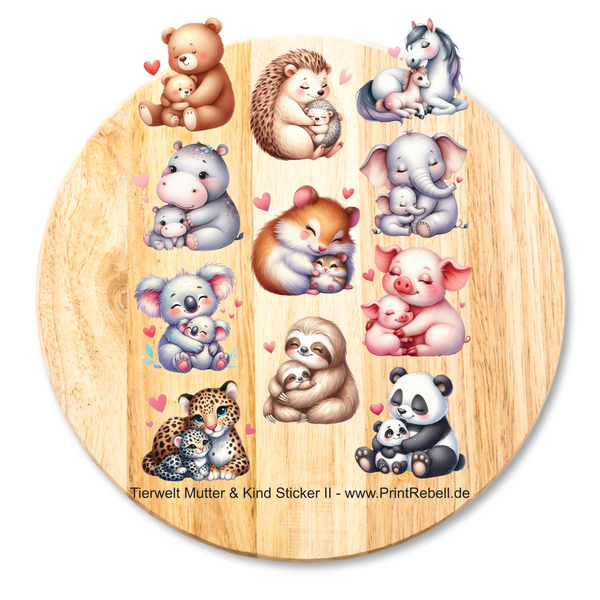 Aufkleber Stickerbogen Tierwelt Mutter & Kind II