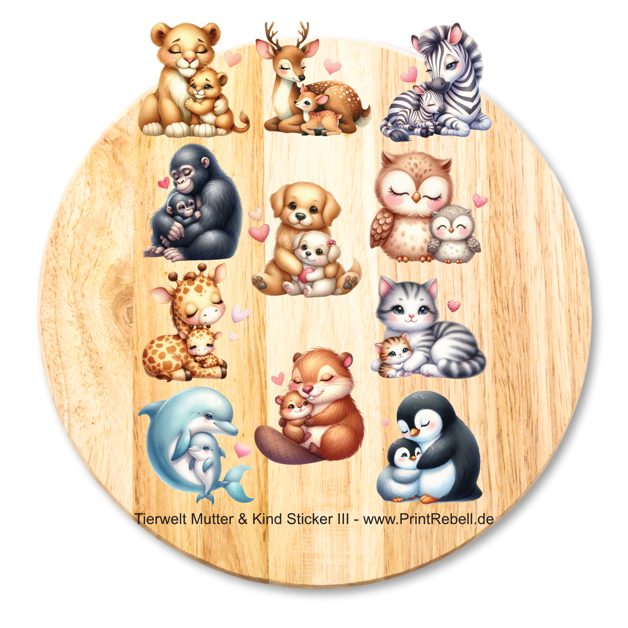 Aufkleber Stickerbogen Tierwelt Mutter & Kind III