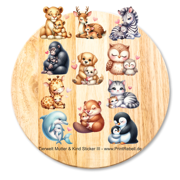 Aufkleber Stickerbogen Tierwelt Mutter & Kind III