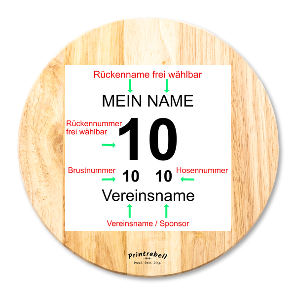 Trikot Beflockung mit Name, Nummer und Verein selbst gestalten - erstelle dein Sport T-Shirt