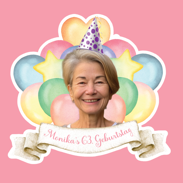 Geburtstagsaufkleber mit Bild, Name und Alter - Fotosticker zum Geburtstag
