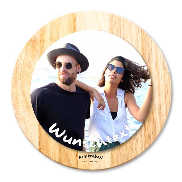Runde Fotoaufkleber mit Bild und Text
