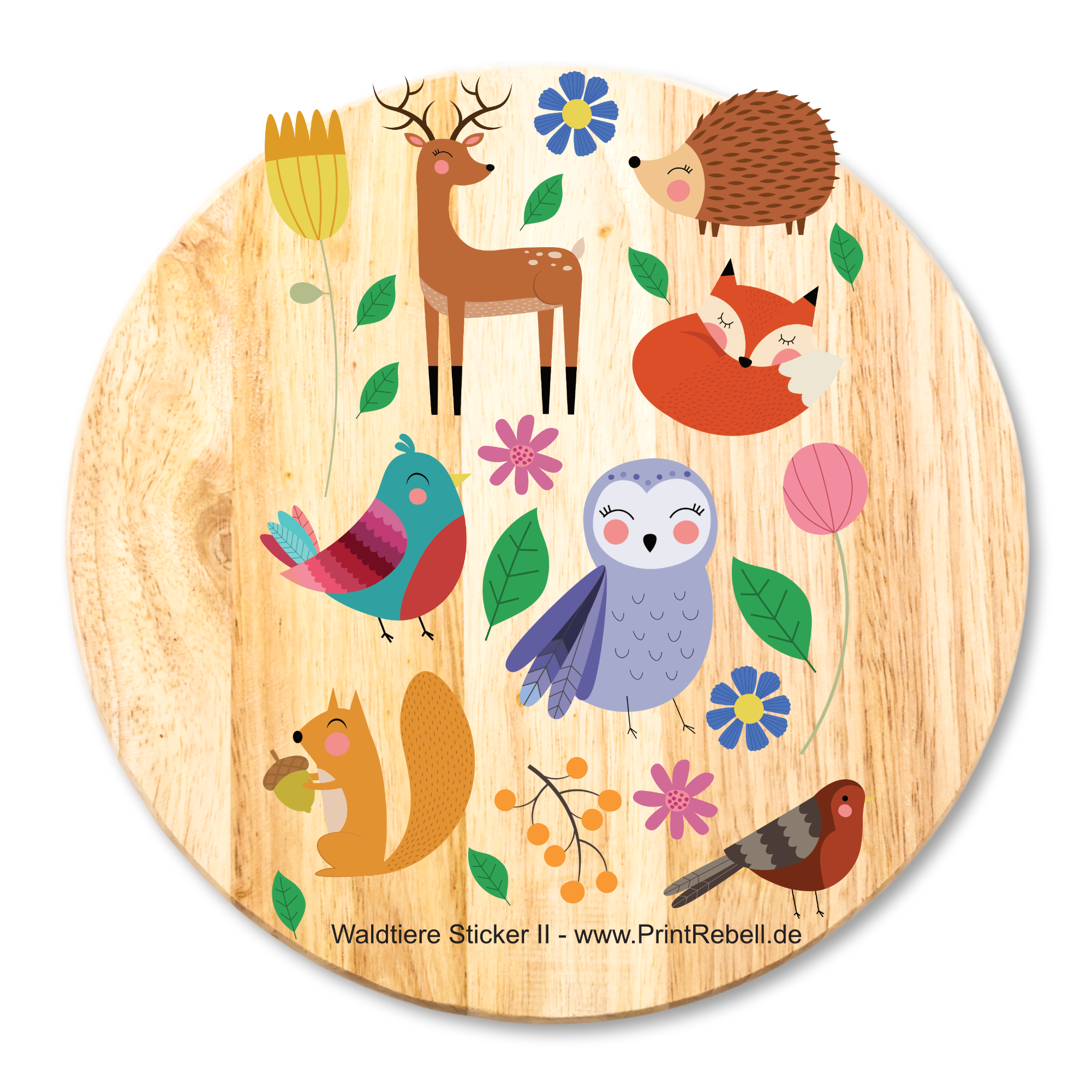 rub on randlose aufkleber waldtier