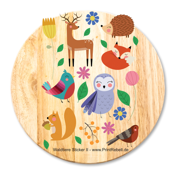 rub on randlose aufkleber waldtier