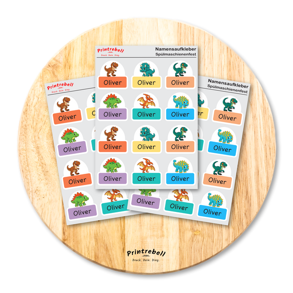 Namensaufkleber für Kinder Dinosaurier