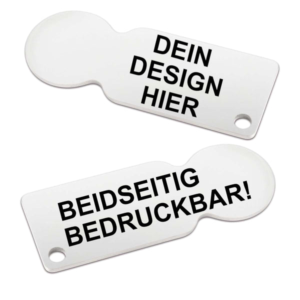 Einkaufswagenlöser bedrucken lassen Edelstahl Schlüsselanhänger mit UV-Druck gestalten